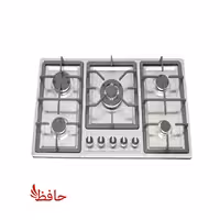 اجاق گاز صفحه ای استیل پنج شعله آژینه مدل ولگا