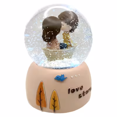 گوی موزیکال مدل پمپی Love Story طرح گنجشک و درخت کد PA4071