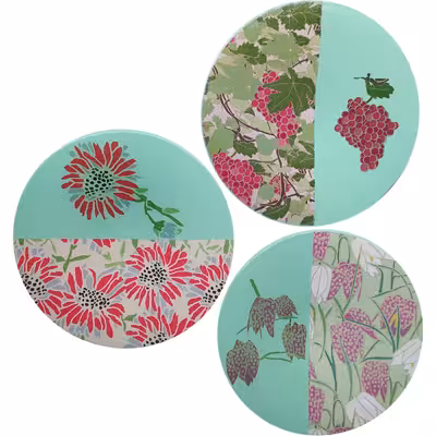 بشقاب دیوارکوب سفالی مدل باغ گل کد 2 مجموعه 3 عددی