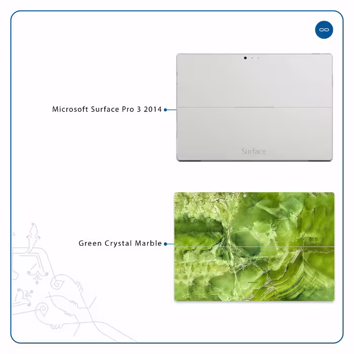 برچسب پوششی ماهوت مدل Green Crystal Marble مناسب برای تبلت مایکروسافت Surface Pro 3 2014