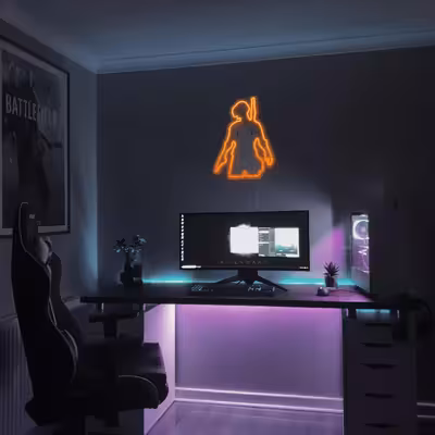 چراغ دیواری نئون دیزاین طرح Pubg-GL_ORG