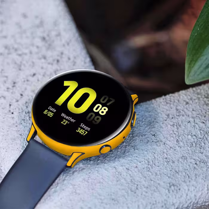 برچسب ماهوت طرح Matte-Deep-Mustard مناسب برای ساعت هوشمند سامسونگ Galaxy Watch Active 2 44mm