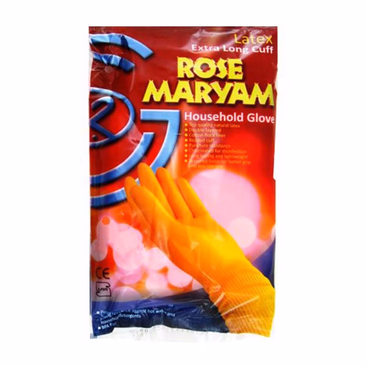 دستکش خانگی رز مریم ساق بلند سایز متوسط بسته 12 عددی