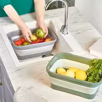 لگن تاشو آبرودار مستطیلی کیولوکس 7 لیتری رنگ طوسی کد 009462