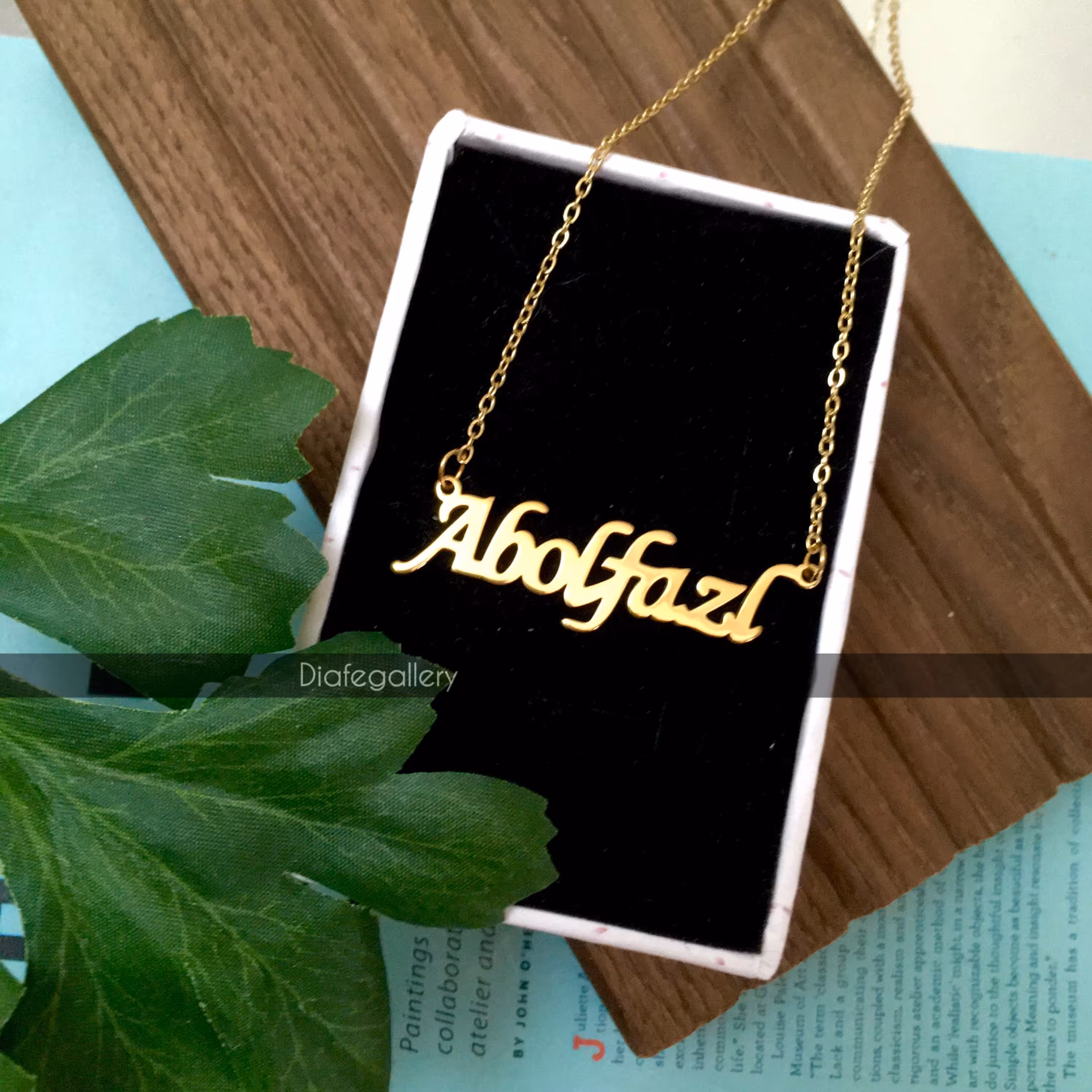 گردنبند اسم انگلیسی ابوالفضل Abolfazl با پلاک اسم و زنجیر جنس استیل رنگ ثابت