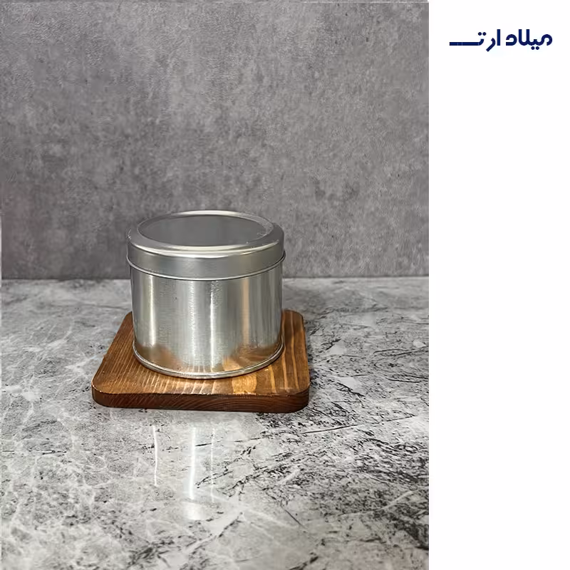 قوطی فلزی نقره ای قطر7 ارتفاع6