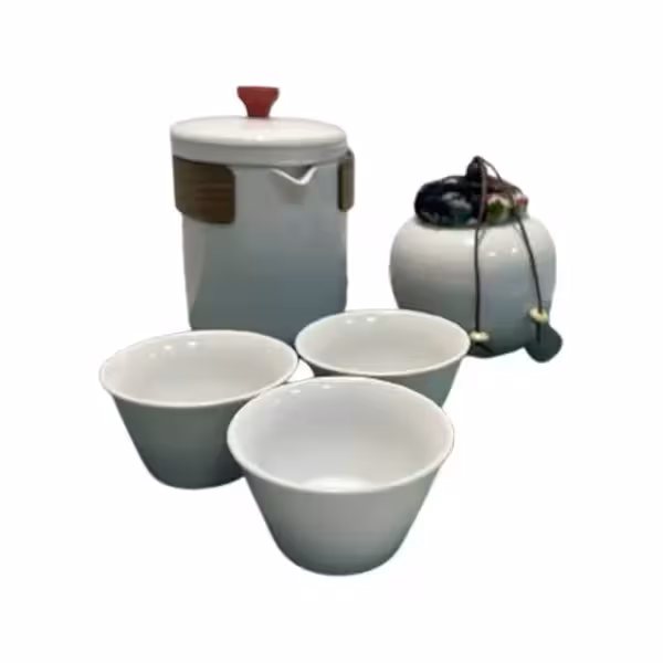 پک هدیه قوری و قندان سرامیکی ساده