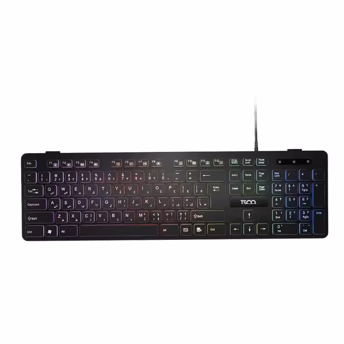 کیبورد تسکو مدل TK 8049: مولتی‌مدیا با نور پس‌زمینه و طراحی جمع‌وجور