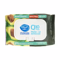 دستمال مرطوب پاک کننده آرایش دافی مدل Q10 PLUS بسته 50 عددی