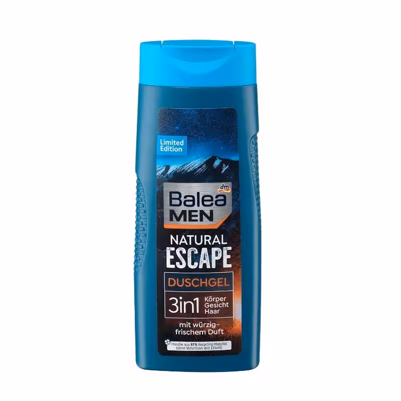 مشخصات، خرید و قیمت شامپو 3 در 1 سر و بدن آلمانی مردانه باله آ مدل Natural Escape با رایحه‌ای تند و تازه حجم 300 میل ⭐️ ویان مارکت