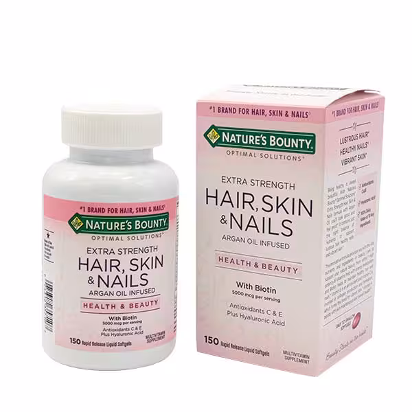 مکمل بیوتین نیچرز بونتی مخصوص پوست، مو و ناخن تعداد 150 تایی