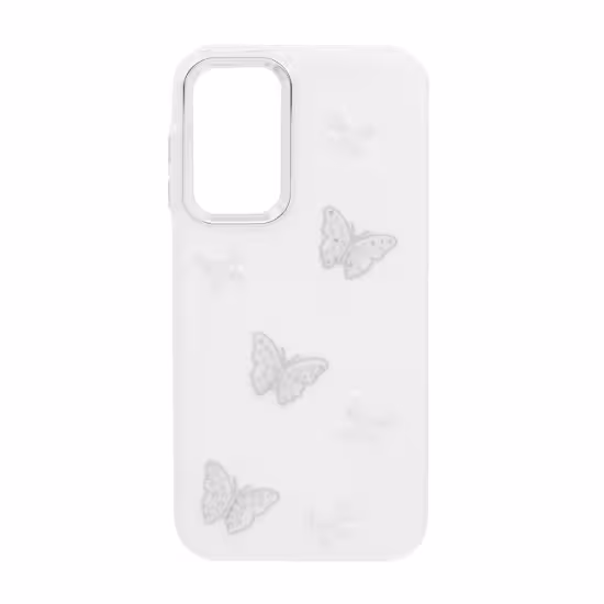 قاب گوشی موبایل رزین مدل Butterfly  برجسته لنز سیلور