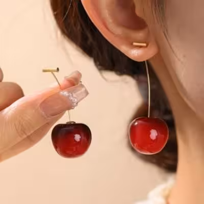 گوشواره دخترانه گیلاس فانتزی