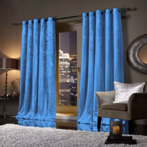 پرده مخمل کالیفرنیا آبی روشن