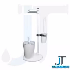 سطل و برس سرویس سه کاره سفید کروم اطلس