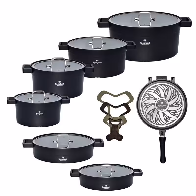 سرویس پخت و پز راکلند 18 پارچه مدل تمیس رنگ مشکی