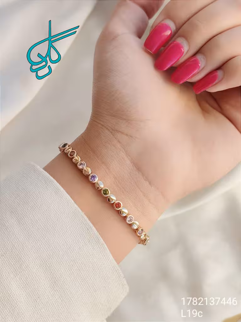 خرید دستبند زنانه نگین رنگارنگ مارک ژوپینگ طول 19 سانتیمتر کد 1215315 - ردگل