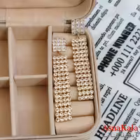 گوشواره جواهری مدل آویز نگیندار رنگ طلایی کد GSH152073W