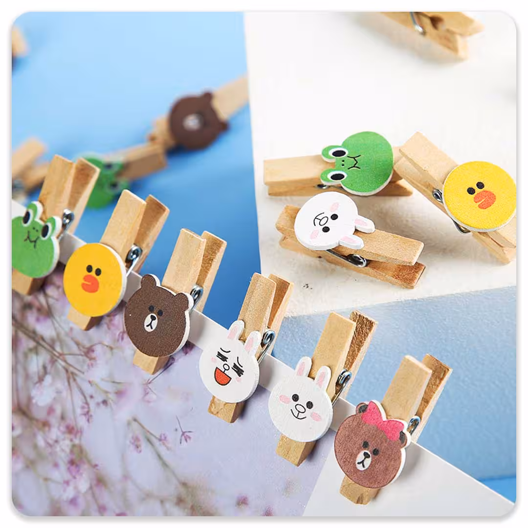 گیره چوبی فانتزی 50 عددی