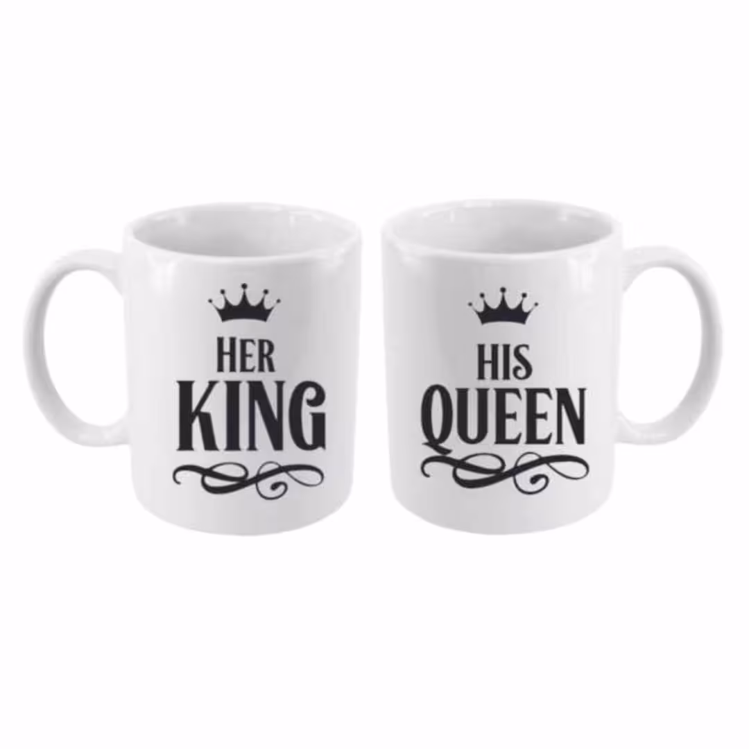 ماگ سرامیکی مجموعه 2 عددی طرح king queenکد803