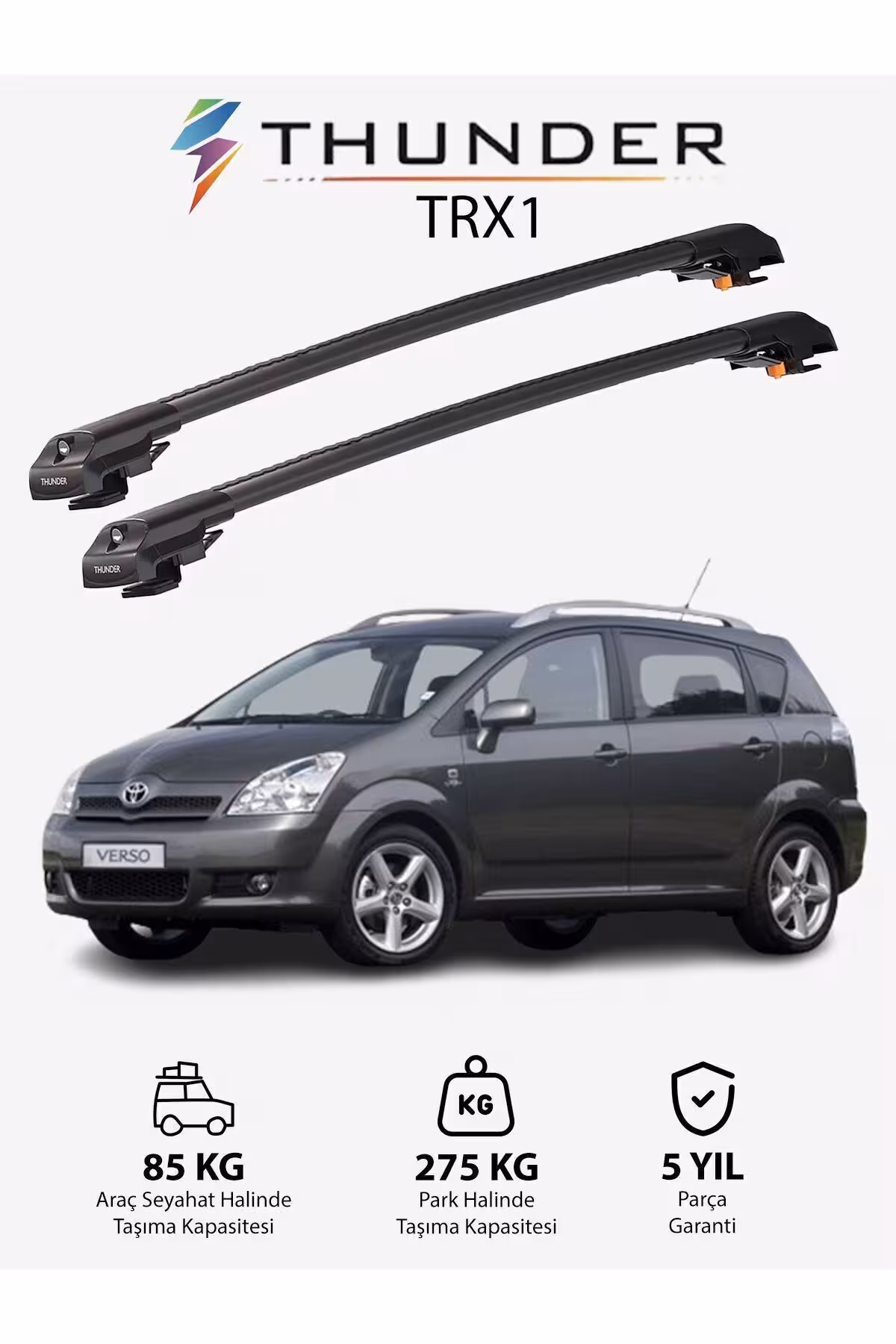 نوار محافظ خودرو خاکستری TOYOTA COROLLA VERSO 2004 2008 TRX1 CARRIER LOCKED SEARFALL COBER CAVIL Thunder