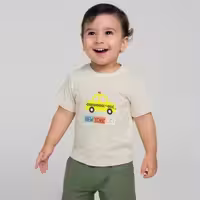 تی شرت آستین کوتاه پسرانه مون‌سا مدل تاکسی رنگ سفید