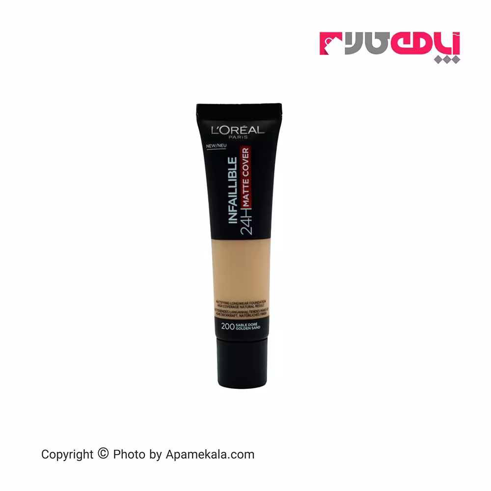 کرم پودر مات کاور اینفالیبل 24 ساعته لورال شماره 200 sable dore golden sand