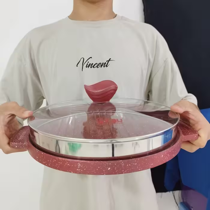 تابه گریل استیک پیلو PILAU رنگ قرمز شرابی سایز  28