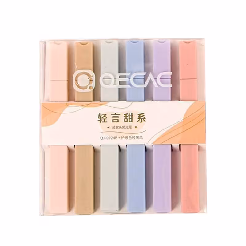 ماژیک علامت گذار مدل پاستلی کد QJ-0924B مجموعه 6 عددی | چاوه