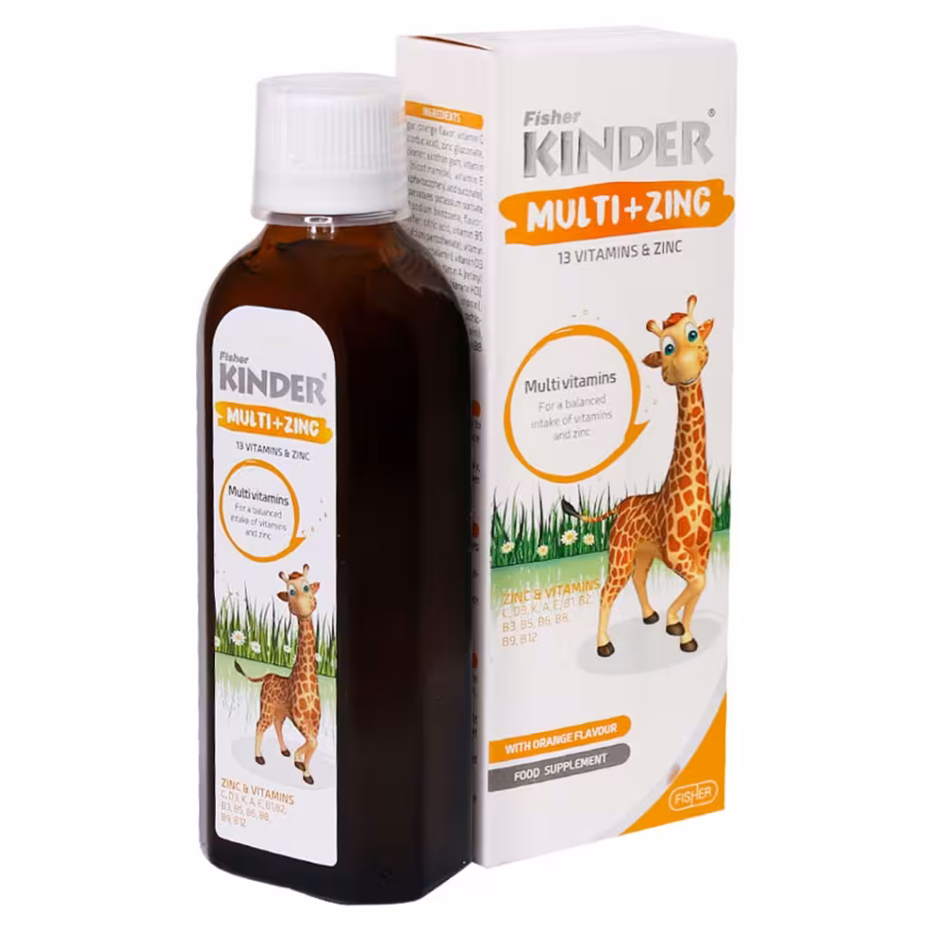 شربت مولتی ویتامین زینک کودکان فیشر کیندر 200 میلی لیتری