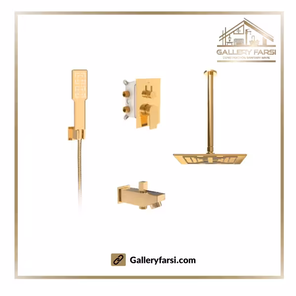 شیر حمام توکار شودر مدل رومر پلاس طلا براق تیپ1 brass