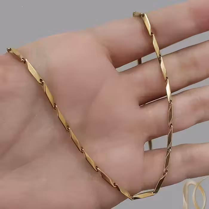 زنجیر استیل کبریتی طلایی با دستبند رنگ ثابت بدون حساسیت