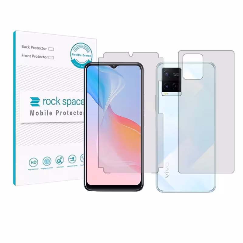 محافظ صفحه نمایش شفاف راک اسپیس مدل HyGEL مناسب برای گوشی موبایل ویوو Y21 به همراه محافظ پشت گوشی - کالاوما