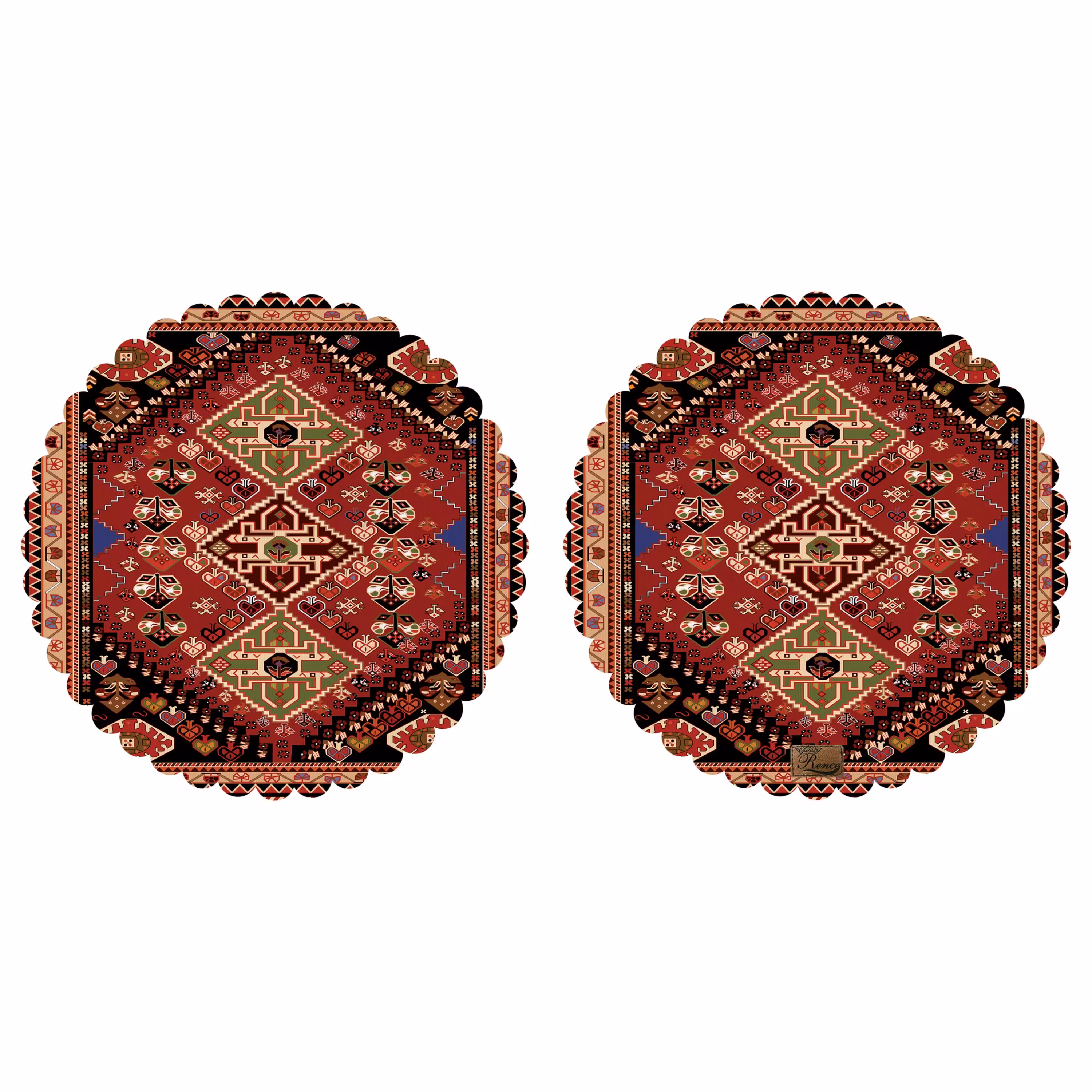 رومیزی مخمل طرح سنتی دو عدد سایز 40 در 40 مدل T4-453 شرکت رنس