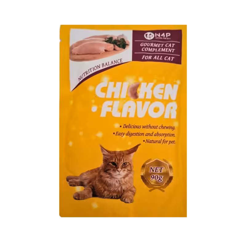 پوچ گربه بالغ با طعم مرغ برند N4P ان فو پی 90 گرمی