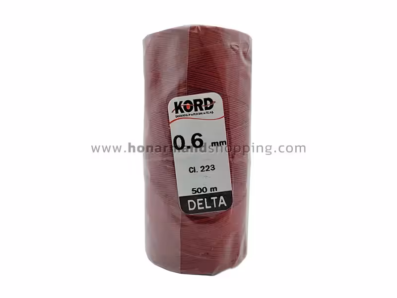 دوک نخ موم دار کورد (KORD) سایز 0.6 رنگ زرشکی کد 223