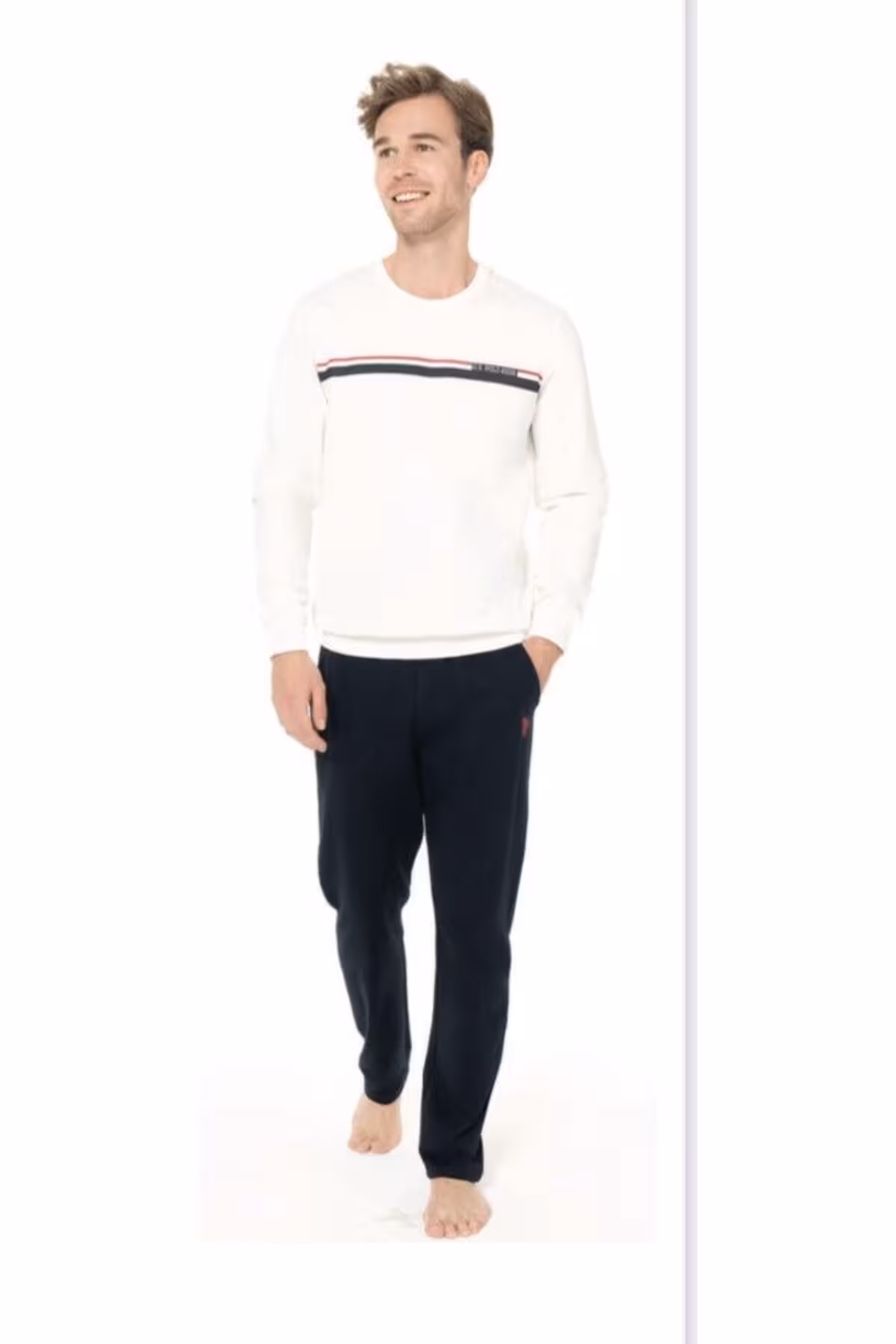 ست پیژامه مردانه لباس خواب بازوی بلند زمستان در سال تنظیم شد U.S. Polo Assn.