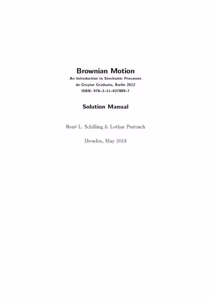 خرید و دانلود نسخه کامل کتاب Brownian Motion An Introduction to Stochastic Processes Solutions Manual and Corrections