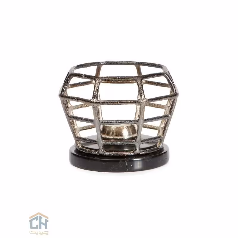 شمعدان برنجی نقره ای طرح آیدا مدل 3030153