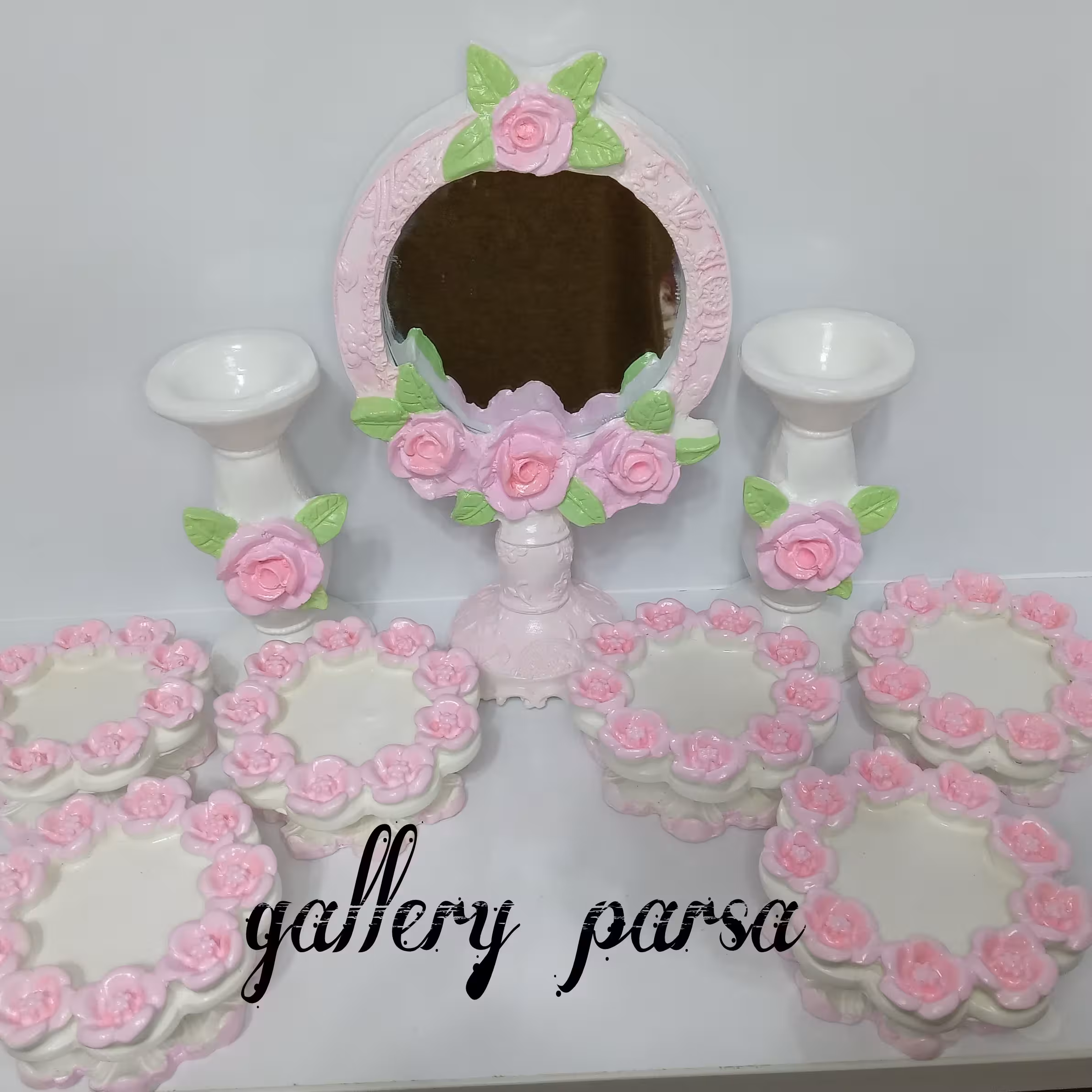 هفت سین دور گل بهاری ضداب و قابل شستشو رنگ یاسی صورتی