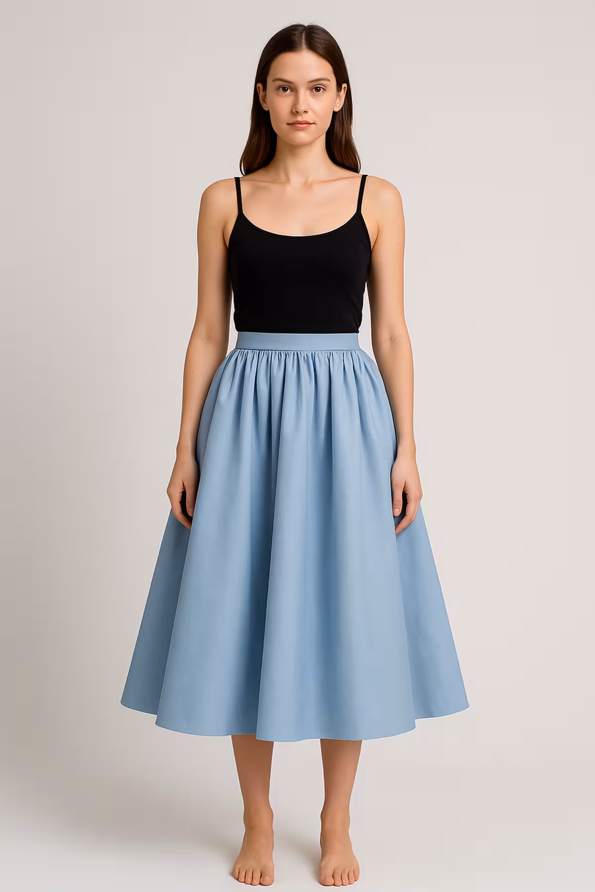 دامن آبی زنانه Tafta Midi را باز کرد Mert Erkan