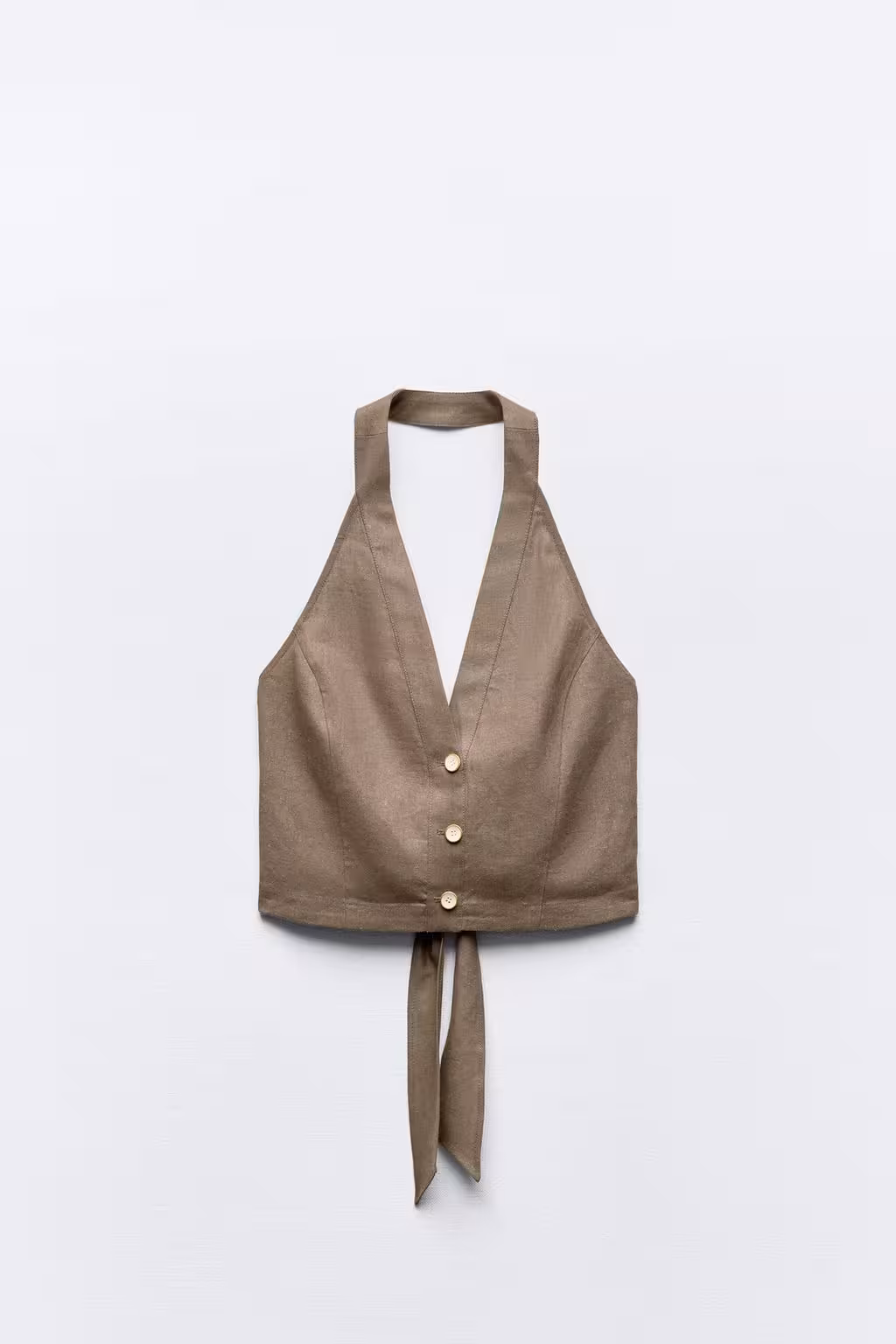 جلیقه LINEN BLEND HALTER TOP برند زارا