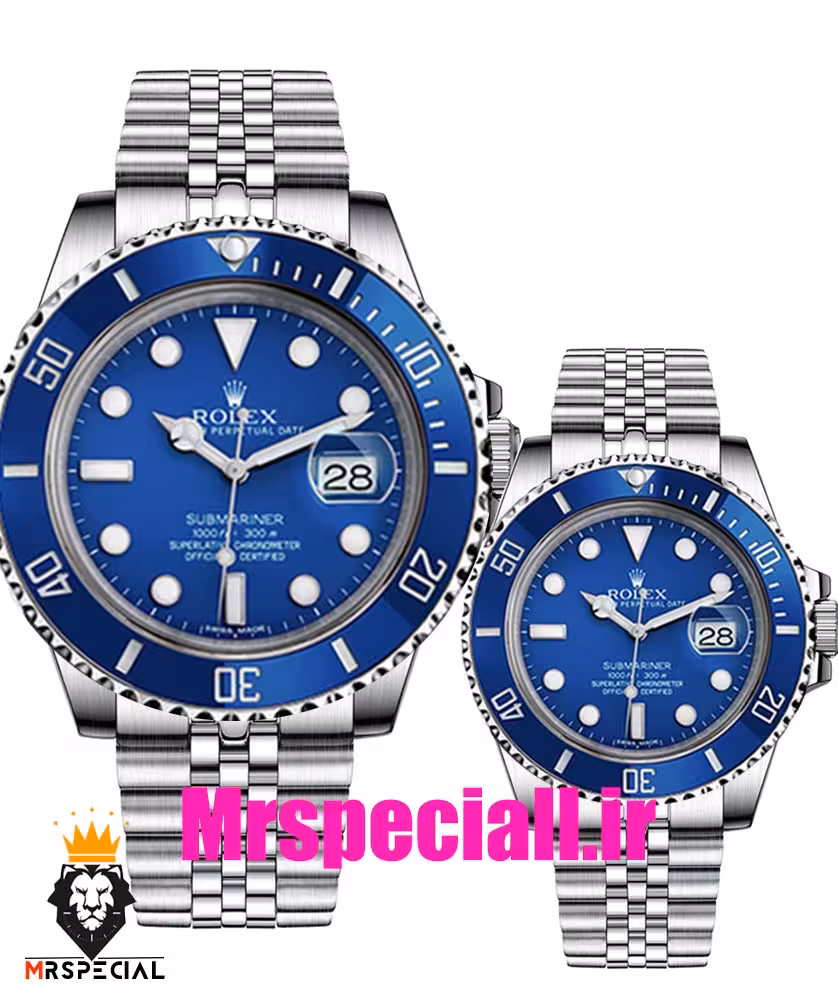 ساعت ست رولکس مردانه و زنانه ساب مارینر باتری استیل صفحه ابی 01084 Rolex Sub mariner