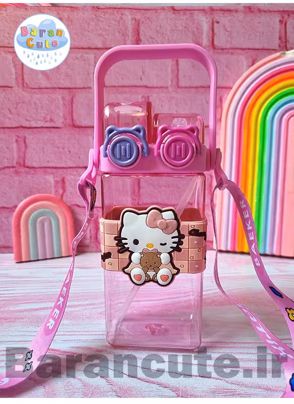 قمقمه فانتزی وارداتی دوحالته نی دار و لب نوش طرح کیتی