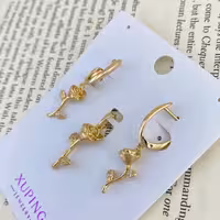 نیم ست گل رز  ژوپینگ با  نگین های ظریف بدون ایجاد حساسیت 