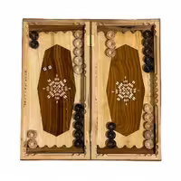 تخته نرد چوب گردو طرح هشتپر لبه گرد