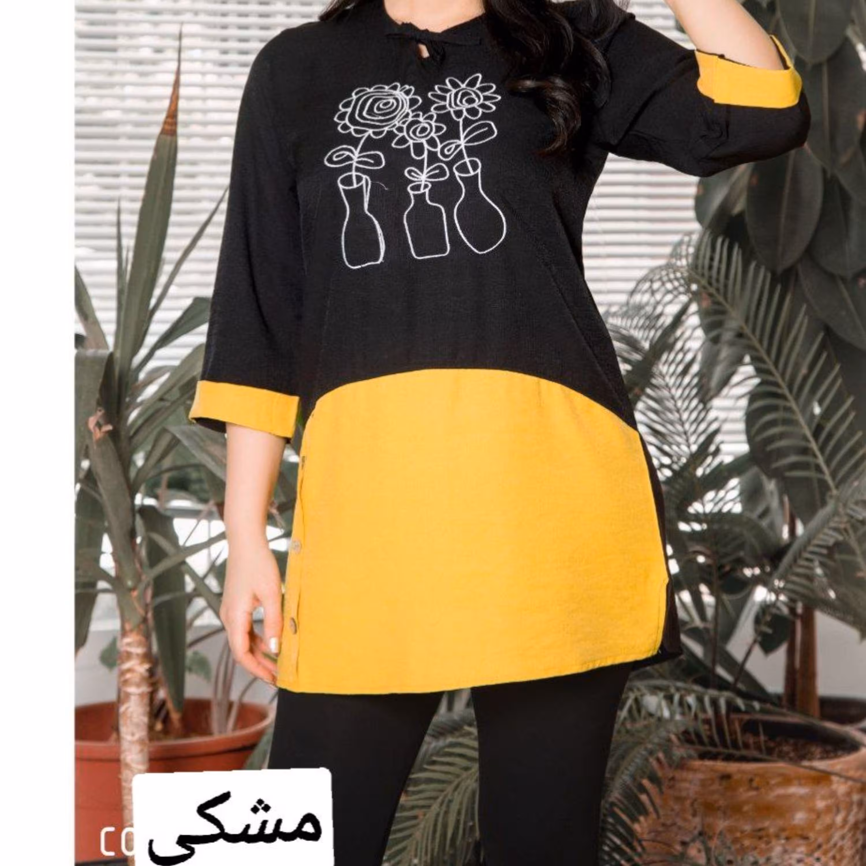 تونیک مانتویی گلدوزی شده (نخی کرسپو گرم بالا فوق العاده با کیفیت)