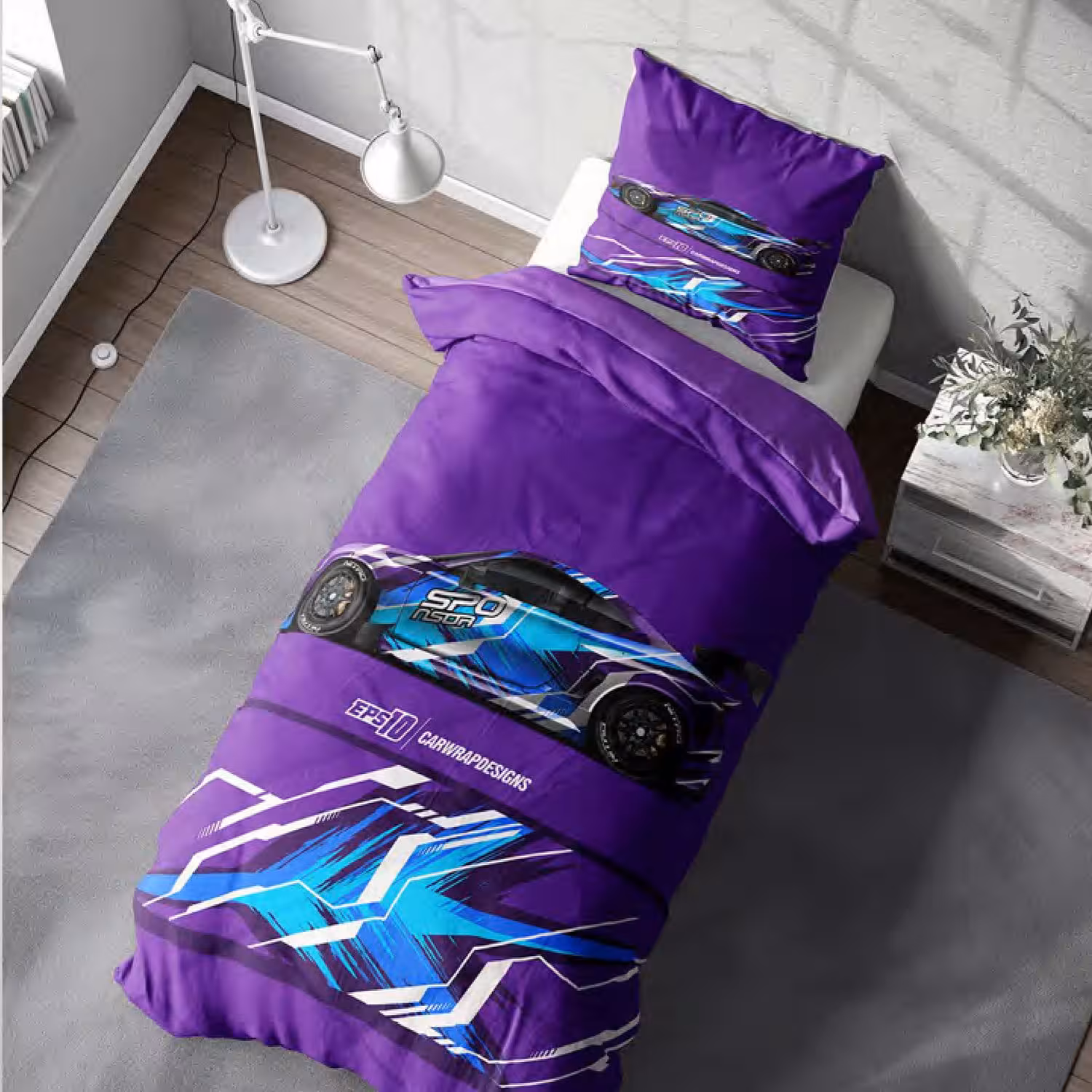 سرویس خواب کد M-4103 طرح sport car یکنفره 4 تکه