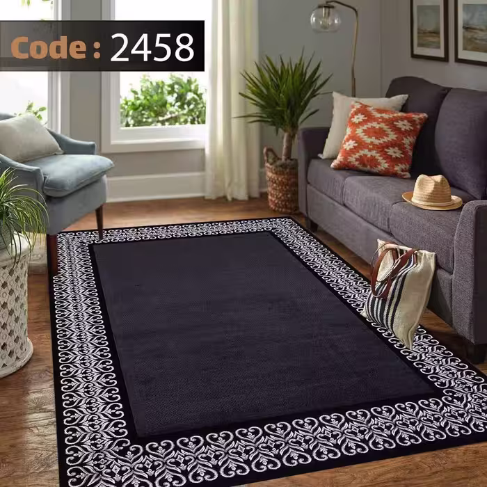 کاورفرش روفرشی دورکشدار گوشه لیفه ای طوسی کرم کد 2458