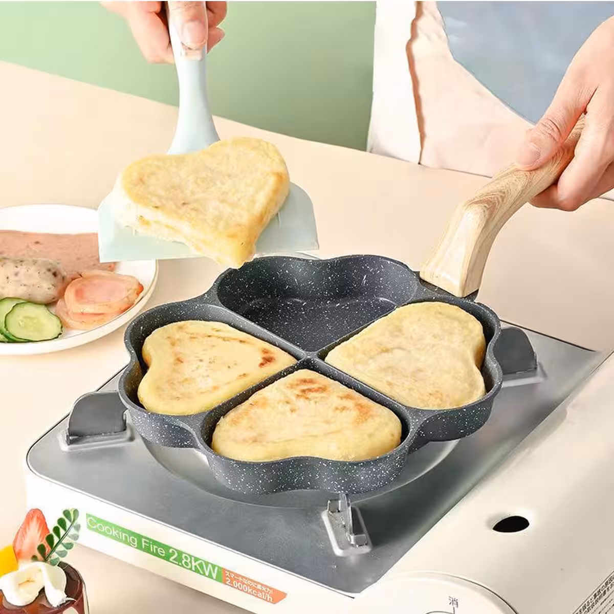 تابه پنکیک گرانیتی چهارخانه مدل قلبی وارداتی